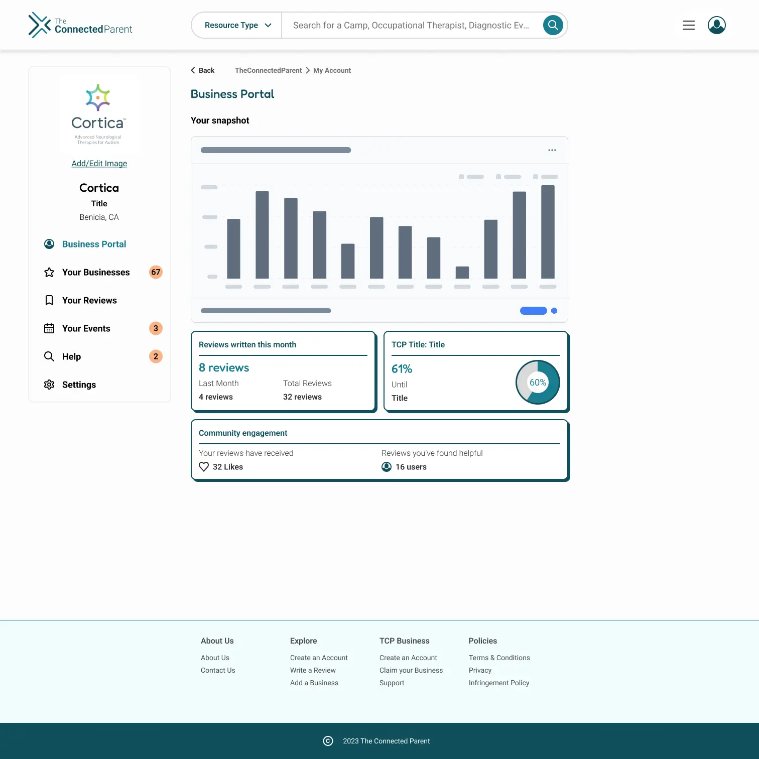 Business Portal Screen